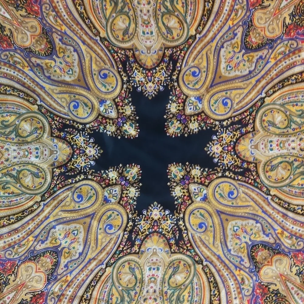 PIERRE BALMAIN | Vintage Paisley Silk Scarf Black Gold 30” Square